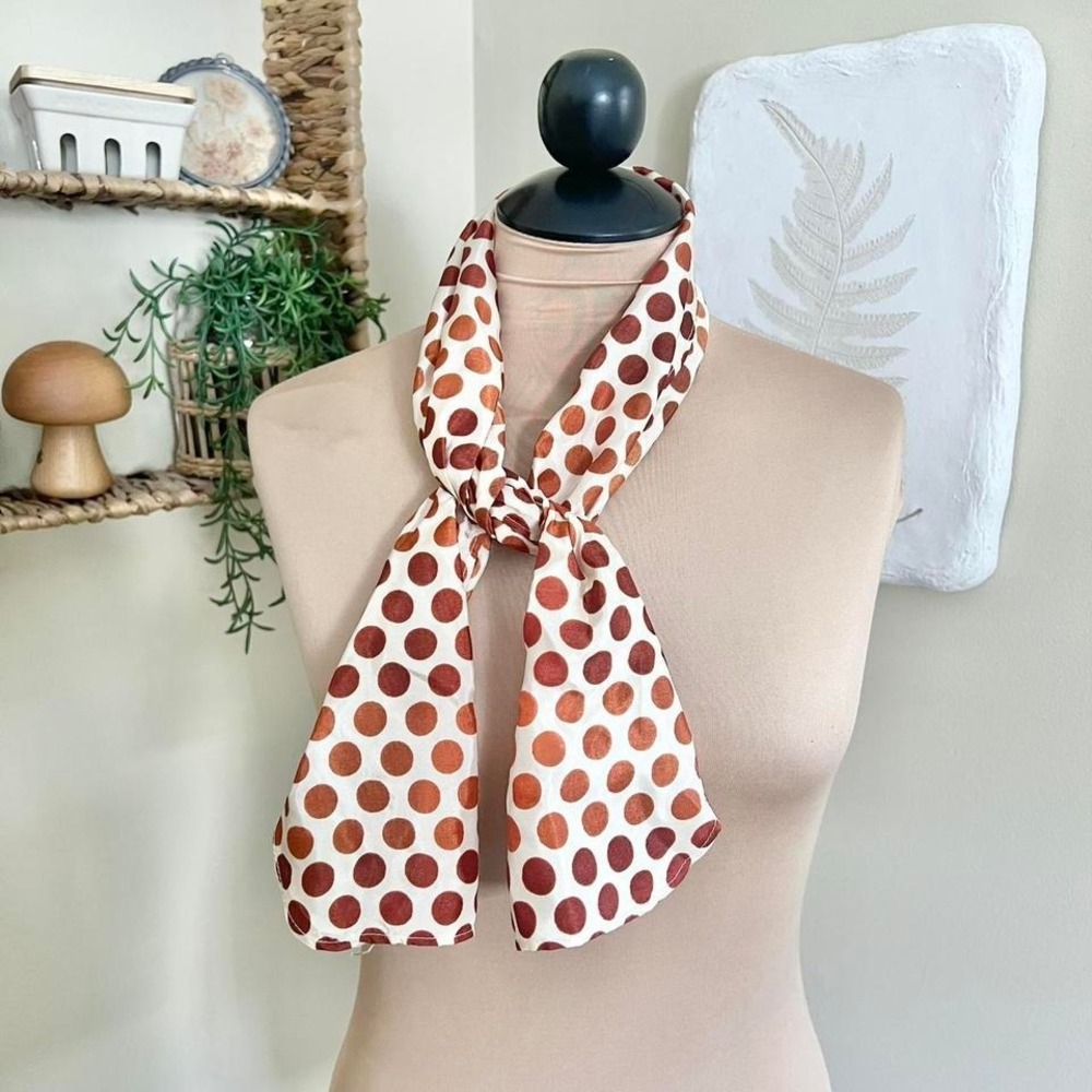 Vintage‎ Brown Retro 70s Polka Dot Scarf